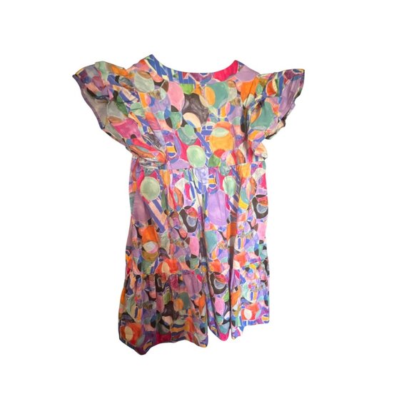 TCEC Multicolor Abstract Print Short Sleeve Dress S - Picture 2 of 4